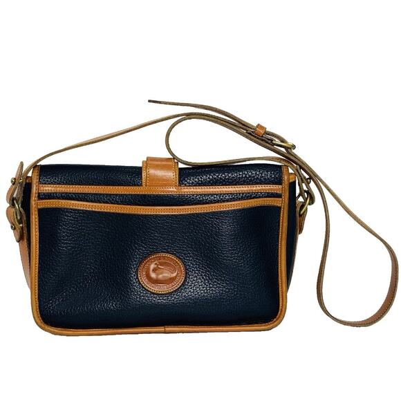 DOONEY & BOURKE Vintage Equestrian Crossbody Bag Navy All Weather Leather EUC - Picture 2 of 15